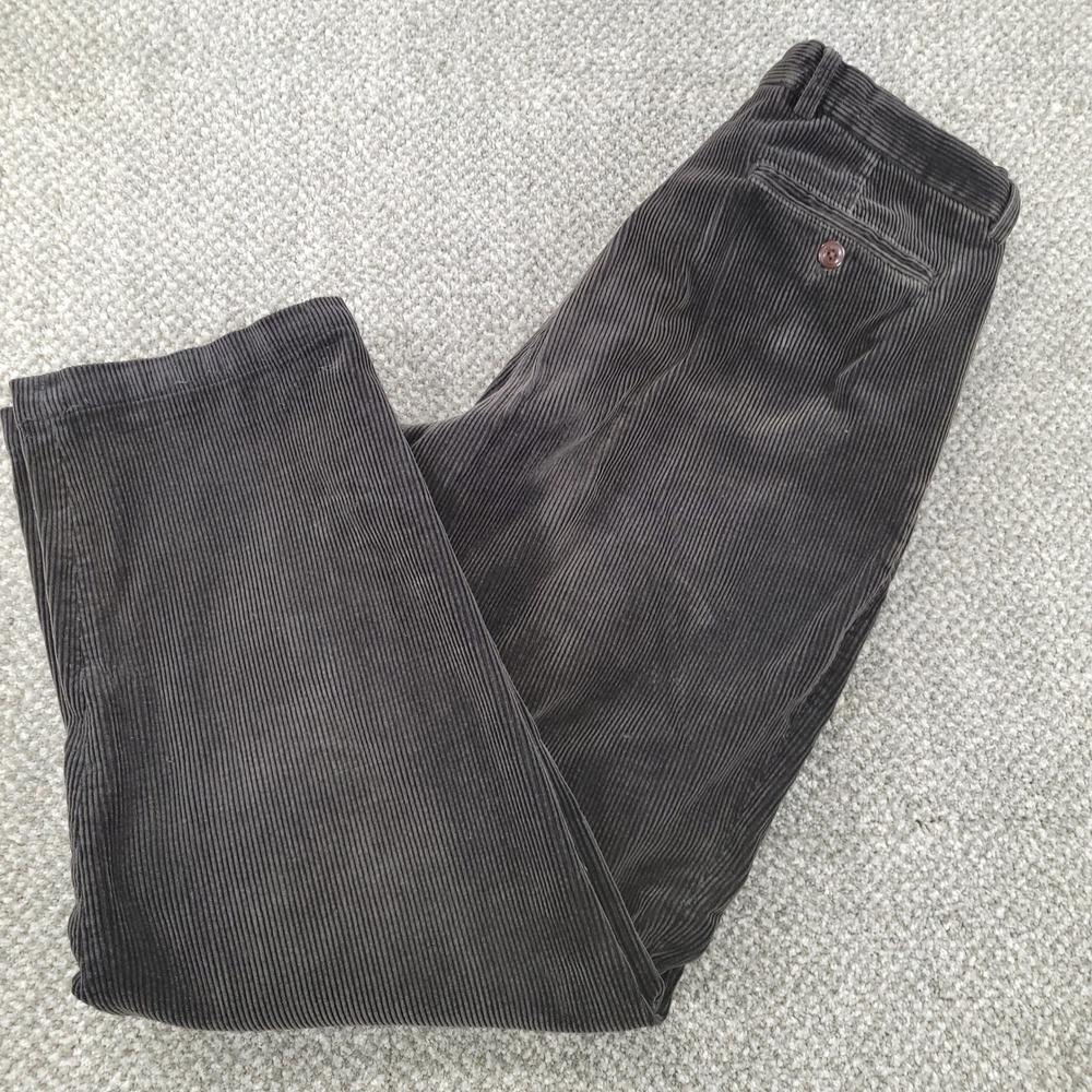 Vintage Nautica Mens Pleated Corduroy Pants 34x34(31) Dark Brown Cotton Trousers